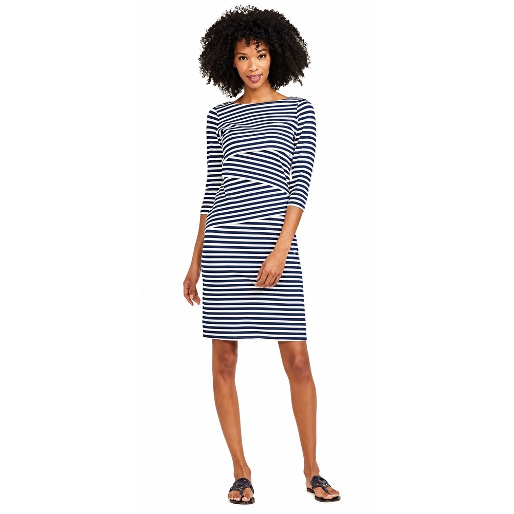 J.McLaughlin Nicola Catalina Cloth Stripe Dress Size Medium Navy White